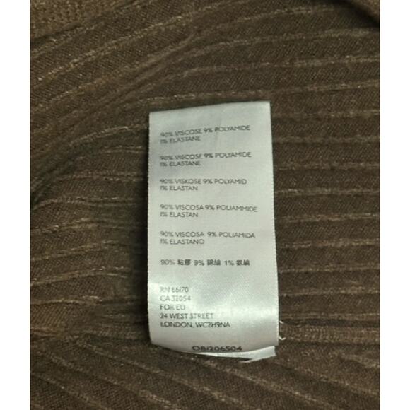 FREE PEOPLE Skyline Midi Skirt Ribbed Knit Front Slit Coquette Stretch Brown - Picture 7 of 8